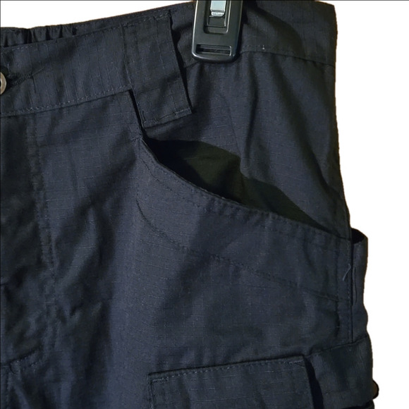 W "Multi-Bag" Unisex Black Ripstop Stretch Waist Tactical Cargo Pants Size L - Picture 5 of 16